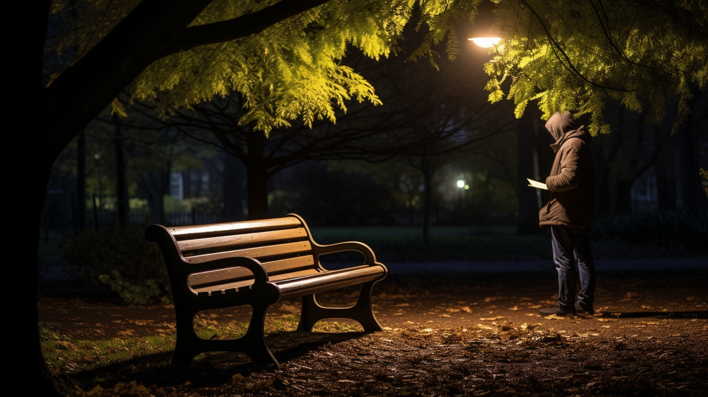 深夜の公園で、読書